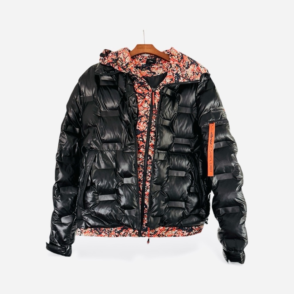 Ellesse Reversible Puffer Jacket – Black & Floral – Size M - Picture 2 of 11